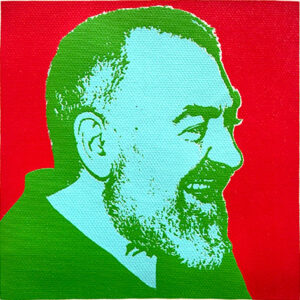 tele e stampe arte contemporanea, serigrafia d'autore firmate, pop art, padre pio icona pop stampa Made in Italy