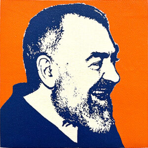 Padre pio icona stampa d'arte pop in serigrafia artigianale made in italy